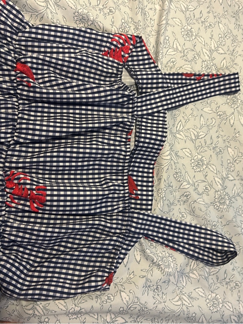 Navy Gingham Dress with Red  Lobsters - Picture 5 of 7